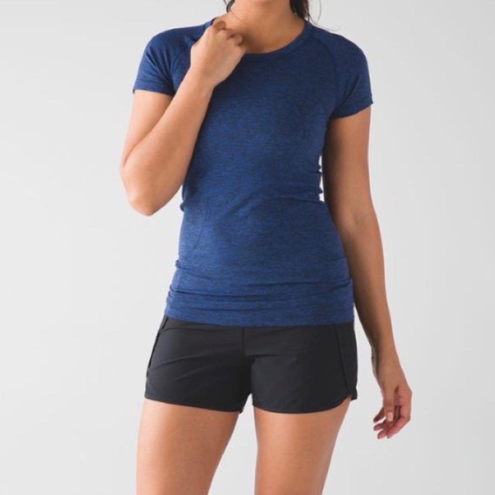 Lululemon Swiftly Tech Short Sleeve Crew in Sapphire Blue/Black Women’s Size 16